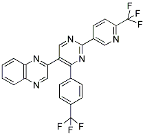 2-[4-(4-(TRIFLUOROMETHYL)PHENYL)-2-(6-(TRIFLUOROMETHYL)PYRIDIN-3-YL)PYRIMIDIN-5-YL]QUINOXALINE Struktur