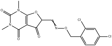 1,3-DIMETHYL-2,4,5-TRIOXO-1,2,3,4,5,6-HEXAHYDROFURO[2,3-D]PYRIMIDINE-6-CARBALDEHYDE O-(2,4-DICHLOROBENZYL)OXIME Struktur