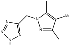 4-BROMO-3,5-DIMETHYL-1-(5-TETRAZOLYLMETHYL)-1H-PYRAZOLE Struktur