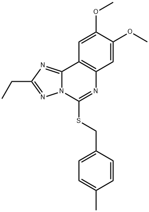 2-ETHYL-8,9-DIMETHOXY-5-[(4-METHYLBENZYL)SULFANYL][1,2,4]TRIAZOLO[1,5-C]QUINAZOLINE Struktur