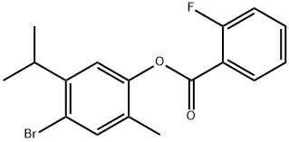 4-BROMO-5-ISOPROPYL-2-METHYLPHENYL 2-FLUOROBENZENECARBOXYLATE Struktur