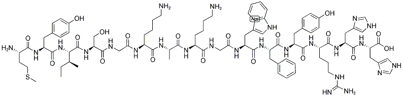 H-MET-TYR-ILE-SER-GLY-LYS-ALA-LYS-GLY-TRP-PHE-TYR-ARG-HIS-HIS-OH Struktur