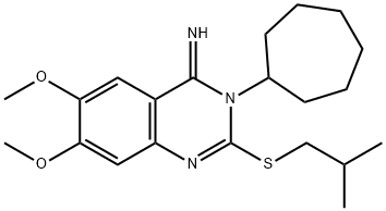 3-CYCLOHEPTYL-2-(ISOBUTYLSULFANYL)-6,7-DIMETHOXY-4(3H)-QUINAZOLINIMINE Struktur