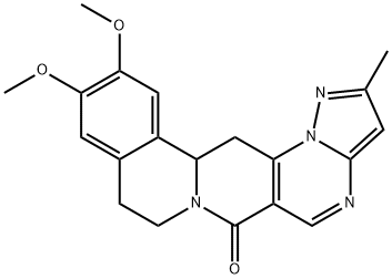 11,12-DIMETHOXY-2-METHYL-8,9,13B,14-TETRAHYDRO-6H-PYRAZOLO[5'',1'':2',3']PYRIMIDO[4',5':4,5]PYRIDO[2,1-A]ISOQUINOLIN-6-ONE Struktur