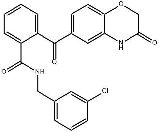 N-(3-CHLOROBENZYL)-2-[(3-OXO-3,4-DIHYDRO-2H-1,4-BENZOXAZIN-6-YL)CARBONYL]BENZENECARBOXAMIDE Struktur