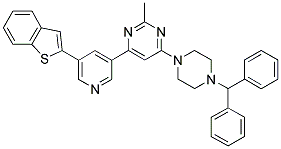 4-(4-BENZHYDRYL-PIPERAZIN-1-YL)-6-(5-BENZO[B]THIOPHEN-2-YL-PYRIDIN-3-YL)-2-METHYL-PYRIMIDINE Struktur