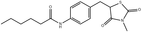 N-(4-[(3-METHYL-2,4-DIOXO-1,3-THIAZOLAN-5-YL)METHYL]PHENYL)HEXANAMIDE Struktur