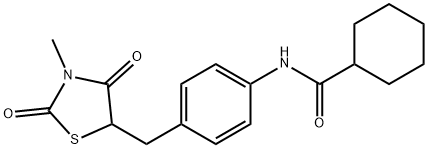 N-(4-[(3-METHYL-2,4-DIOXO-1,3-THIAZOLAN-5-YL)METHYL]PHENYL)CYCLOHEXANECARBOXAMIDE Struktur