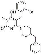 4-(4-BENZYL-PIPERIDIN-1-YL)-5-(2-BROMO-BENZYL)-6-HYDROXY-1-METHYL-1H-PYRIMIDIN-2-ONE Struktur