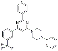 2-PYRIDIN-4-YL-4-(4-PYRIDIN-2-YL-PIPERAZIN-1-YL)-6-(3-TRIFLUOROMETHYL-PHENYL)-PYRIMIDINE Struktur