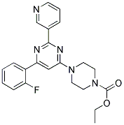 4-[6-(2-FLUORO-PHENYL)-2-PYRIDIN-3-YL-PYRIMIDIN-4-YL]-PIPERAZINE-1-CARBOXYLIC ACID ETHYL ESTER Struktur