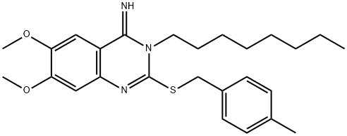 6,7-DIMETHOXY-2-[(4-METHYLBENZYL)SULFANYL]-3-OCTYL-4(3H)-QUINAZOLINIMINE Struktur