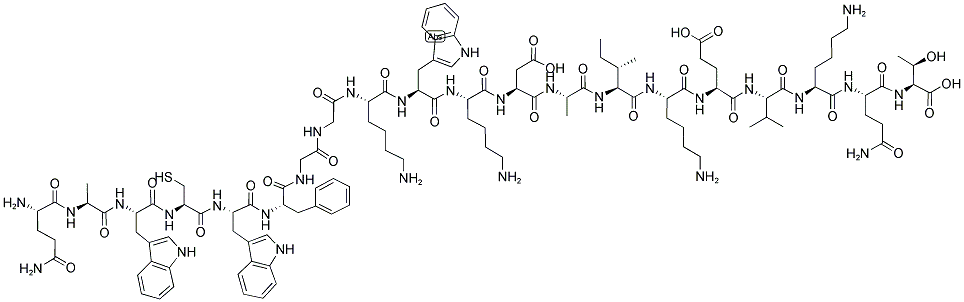 H-GLN-ALA-TRP-CYS-TRP-PHE-GLY-GLY-LYS-TRP-LYS-ASP-ALA-ILE-LYS-GLU-VAL-LYS-GLN-THR-OH Struktur