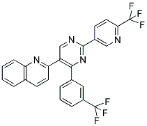 2-[4-(3-(TRIFLUOROMETHYL)PHENYL)-2-(6-(TRIFLUOROMETHYL)PYRIDIN-3-YL)PYRIMIDIN-5-YL]QUINOLINE Struktur