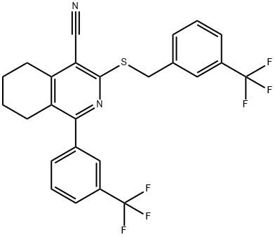 3-([3-(TRIFLUOROMETHYL)BENZYL]SULFANYL)-1-[3-(TRIFLUOROMETHYL)PHENYL]-5,6,7,8-TETRAHYDRO-4-ISOQUINOLINECARBONITRILE Struktur