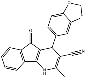 4-(1,3-BENZODIOXOL-5-YL)-2-METHYL-5-OXO-4,5-DIHYDRO-1H-INDENO[1,2-B]PYRIDINE-3-CARBONITRILE Struktur