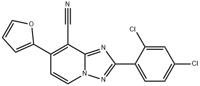 2-(2,4-DICHLOROPHENYL)-7-(2-FURYL)[1,2,4]TRIAZOLO[1,5-A]PYRIDINE-8-CARBONITRILE Struktur