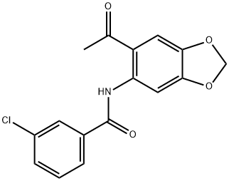 N-(6-ACETYL-1,3-BENZODIOXOL-5-YL)-3-CHLOROBENZENECARBOXAMIDE Struktur