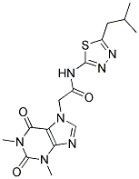 2-(1,3-DIMETHYL-2,6-DIOXO-1,2,3,6-TETRAHYDROPURIN-7-YL)-N-(5-ISOBUTYL-1,3,4-THIADIAZOL-2-YL)ACETAMIDE Struktur