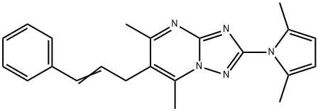 2-(2,5-DIMETHYL-1H-PYRROL-1-YL)-5,7-DIMETHYL-6-[(E)-3-PHENYL-2-PROPENYL][1,2,4]TRIAZOLO[1,5-A]PYRIMIDINE Struktur