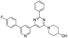 1-(6-[5-(4-FLUORO-PHENYL)-PYRIDIN-3-YL]-2-PHENYL-PYRIMIDIN-4-YL)-PIPERIDIN-4-OL Struktur