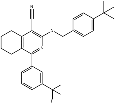 3-([4-(TERT-BUTYL)BENZYL]SULFANYL)-1-[3-(TRIFLUOROMETHYL)PHENYL]-5,6,7,8-TETRAHYDRO-4-ISOQUINOLINECARBONITRILE Struktur