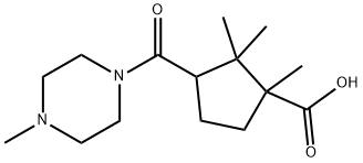 1,2,2-TRIMETHYL-3-(4-METHYL-PIPERAZINE-1-CARBONYL)-CYCLOPENTANECARBOXYLIC ACID Struktur