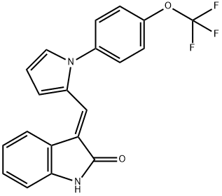 3-((E)-(1-[4-(TRIFLUOROMETHOXY)PHENYL]-1H-PYRROL-2-YL)METHYLIDENE)-1,3-DIHYDRO-2H-INDOL-2-ONE Struktur