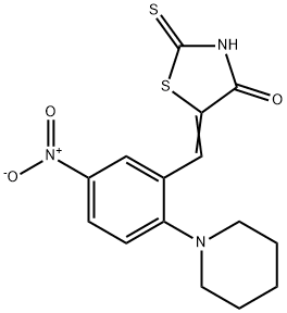 5-[(5-NITRO-2-PIPERIDINOPHENYL)METHYLENE]-2-THIOXO-1,3-THIAZOLAN-4-ONE Struktur