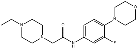 2-(4-ETHYLPIPERAZINO)-N-(3-FLUORO-4-MORPHOLINOPHENYL)ACETAMIDE Struktur