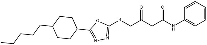 3-OXO-4-([5-(4-PENTYLCYCLOHEXYL)-1,3,4-OXADIAZOL-2-YL]SULFANYL)-N-PHENYLBUTANAMIDE Struktur