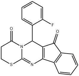 6-(2-FLUOROPHENYL)-2H-INDENO[1',2':4,5]PYRIMIDO[2,1-B][1,3]THIAZINE-4,7(3H,6H)-DIONE Struktur