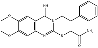 2-[(4-IMINO-6,7-DIMETHOXY-3-PHENETHYL-3,4-DIHYDRO-2-QUINAZOLINYL)SULFANYL]ACETAMIDE Struktur