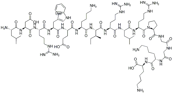 H-LEU-ASP-ARG-TRP-GLU-LYS-ILE-ARG-LEU-ARG-PRO-GLY-GLY-LYS-LYS-OH Struktur