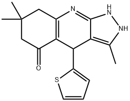 3,7,7-TRIMETHYL-4-(2-THIENYL)-2,4,6,7,8,9-HEXAHYDRO-5H-PYRAZOLO[3,4-B]QUINOLIN-5-ONE Struktur