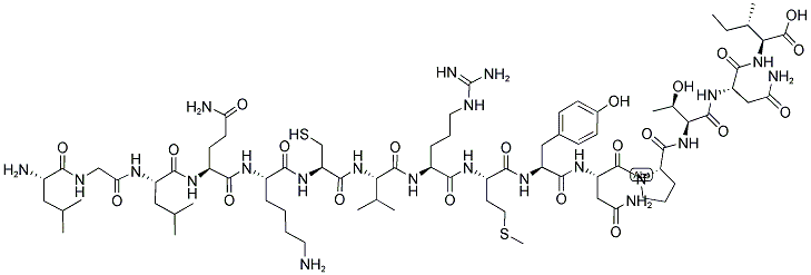 H-LEU-GLY-LEU-GLN-LYS-CYS-VAL-ARG-MET-TYR-ASN-PRO-THR-ASN-ILE-OH Struktur