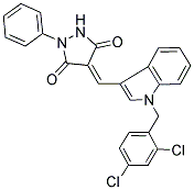 (4E)-4-{[1-(2,4-DICHLOROBENZYL)-1H-INDOL-3-YL]METHYLENE}-1-PHENYLPYRAZOLIDINE-3,5-DIONE Struktur