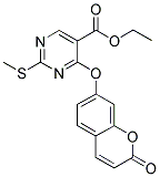 ETHYL 2-(METHYLTHIO)-4-[(2-OXO-2H-CHROMEN-7-YL)OXY]PYRIMIDINE-5-CARBOXYLATE Struktur