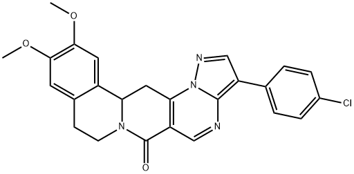 3-(4-CHLOROPHENYL)-11,12-DIMETHOXY-8,9,13B,14-TETRAHYDRO-6H-PYRAZOLO[5'',1'':2',3']PYRIMIDO[4',5':4,5]PYRIDO[2,1-A]ISOQUINOLIN-6-ONE Struktur