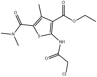 2-(2-CHLORO-ACETYLAMINO)-5-DIMETHYLCARBAMOYL-4-METHYL-THIOPHENE-3-CARBOXYLIC ACID ETHYL ESTER Struktur