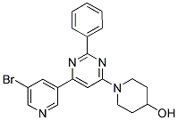 1-[6-(5-BROMOPYRIDIN-3-YL)-2-PHENYLPYRIMIDIN-4-YL]PIPERIDIN-4-OL Struktur