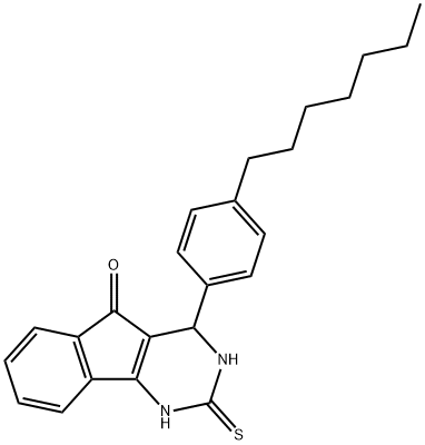 4-(4-HEPTYLPHENYL)-2-THIOXO-1,2,3,4-TETRAHYDRO-5H-INDENO[1,2-D]PYRIMIDIN-5-ONE Struktur