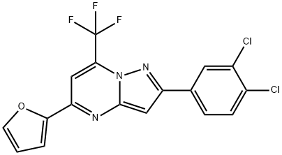 2-(3,4-DICHLOROPHENYL)-5-(2-FURYL)-7-(TRIFLUOROMETHYL)PYRAZOLO[1,5-A]PYRIMIDINE Struktur