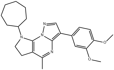 4-(8-CYCLOHEPTYL-5-METHYL-7,8-DIHYDRO-6H-PYRAZOLO[1,5-A]PYRROLO[3,2-E]PYRIMIDIN-3-YL)-2-METHOXYPHENYL METHYL ETHER Struktur