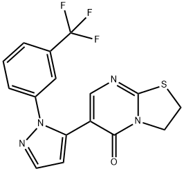 6-(1-[3-(TRIFLUOROMETHYL)PHENYL]-1H-PYRAZOL-5-YL)-2,3-DIHYDRO-5H-[1,3]THIAZOLO[3,2-A]PYRIMIDIN-5-ONE Struktur