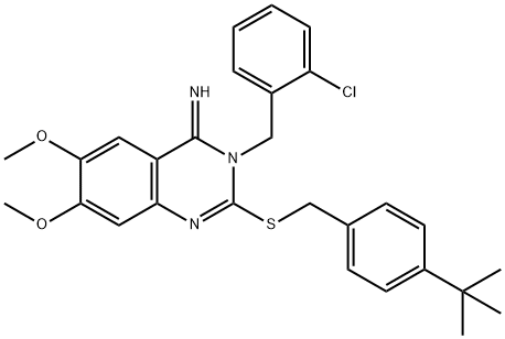 2-([4-(TERT-BUTYL)BENZYL]SULFANYL)-3-(2-CHLOROBENZYL)-6,7-DIMETHOXY-4(3H)-QUINAZOLINIMINE Struktur