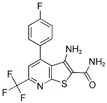 3-AMINO-4-(4-FLUORO-PHENYL)-6-TRIFLUOROMETHYL-THIENO[2,3-B]PYRIDINE-2-CARBOXYLIC ACID AMIDE Struktur