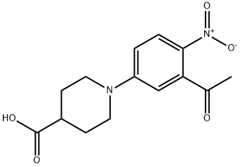 1-(3-ACETYL-4-NITROPHENYL)-4-PIPERIDINECARBOXYLIC ACID Struktur