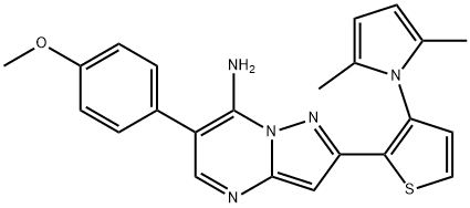 2-[3-(2,5-DIMETHYL-1H-PYRROL-1-YL)-2-THIENYL]-6-(4-METHOXYPHENYL)PYRAZOLO[1,5-A]PYRIMIDIN-7-AMINE Struktur