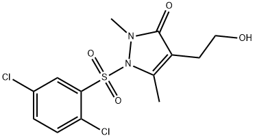 1-[(2,5-DICHLOROPHENYL)SULFONYL]-4-(2-HYDROXYETHYL)-2,5-DIMETHYL-1,2-DIHYDRO-3H-PYRAZOL-3-ONE Struktur